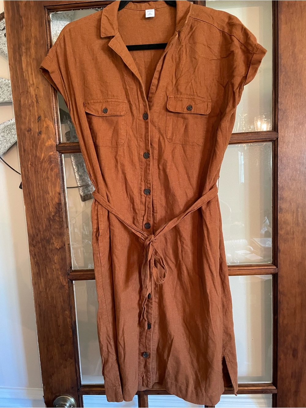 Old Navy Rust Button-Front Midi Dress